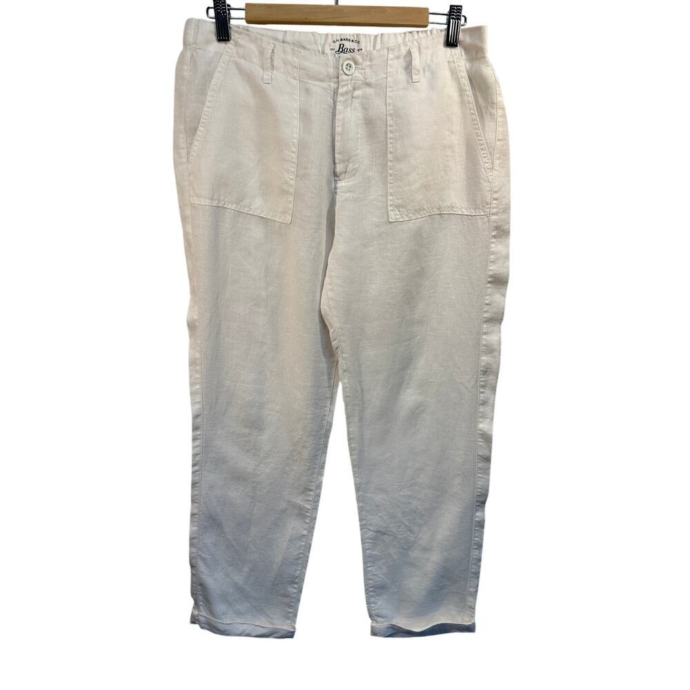 Women 100% Linen‎ Pants G.H. Bass 6 Lagenlook Gorpcore Off White Resort Beach